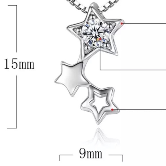 🌟 Sterling Silver 925 CZ Stars Necklace - Picture 3 of 5